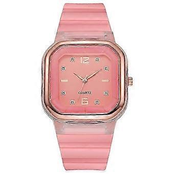 Valentine's Day Gift Square Dial Couple Quartz Watches Leather Strap for Girls