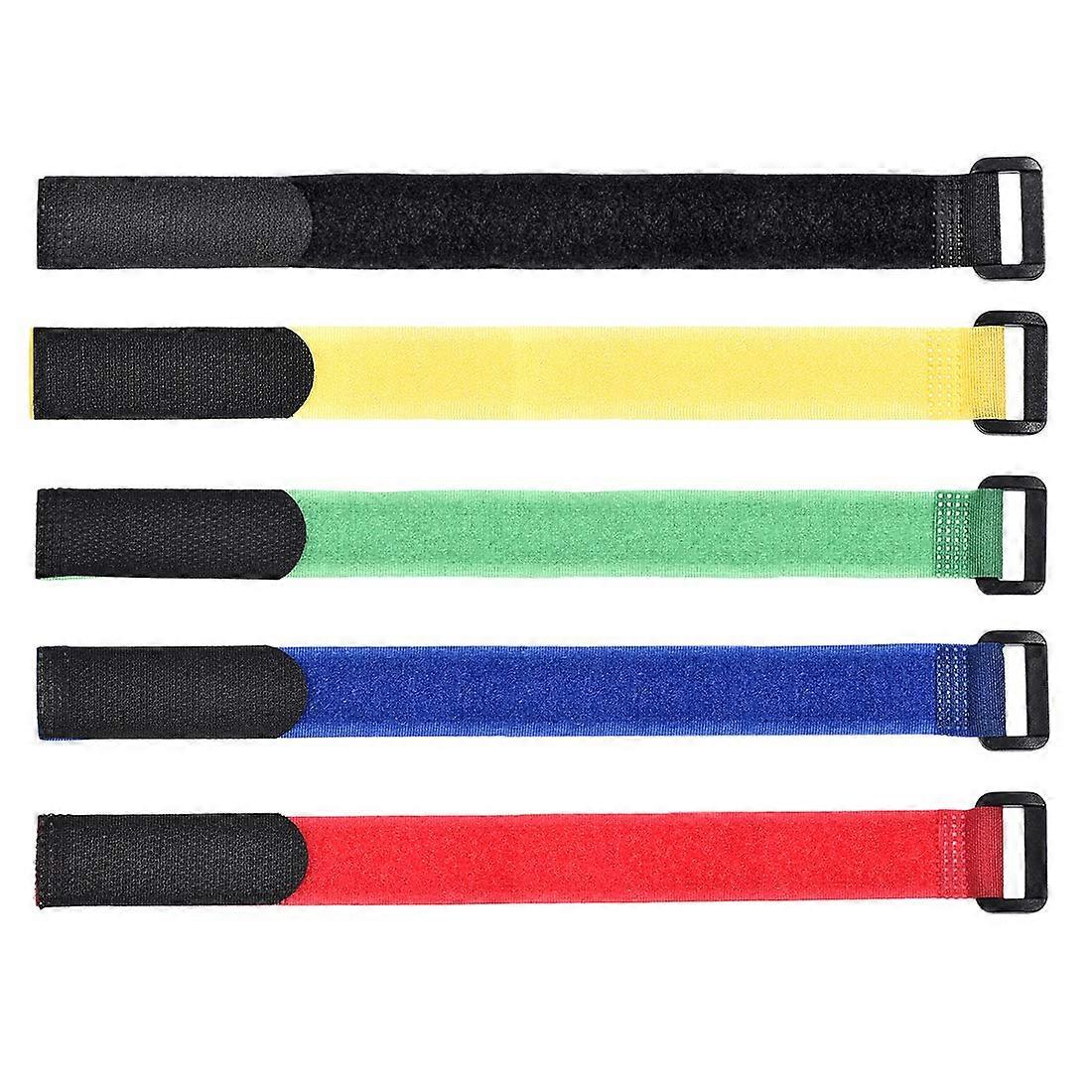 Cable Ties 12 Inch Hook and Loop with Adjustable Buckle Reusable Color Coded Straps 10 Pack