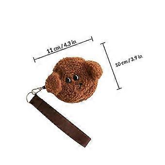 Plush Dog Head Poop Bag Holder Pendant, Portable Waste Bag Dispenser with Hanging Buckle for Outdoor Dog Walking, Running and Hiking, Brown, 1 Piece