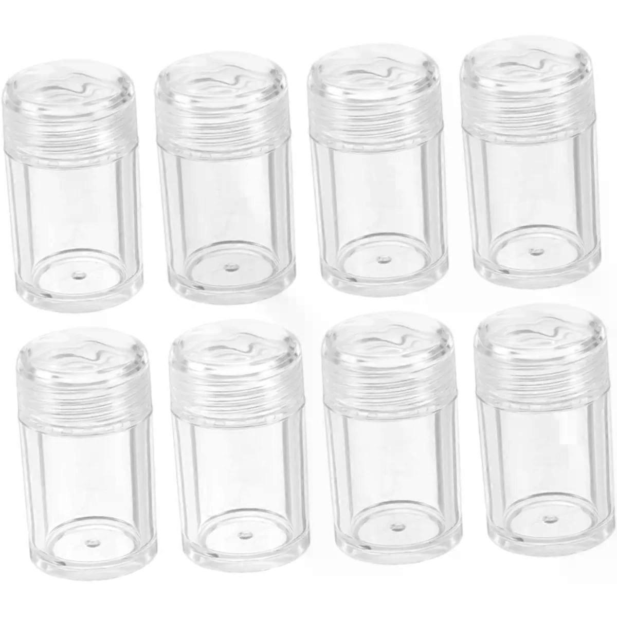 8 Pack 10ml Plastic Refillable Powder Containers with 12 Hole Plug