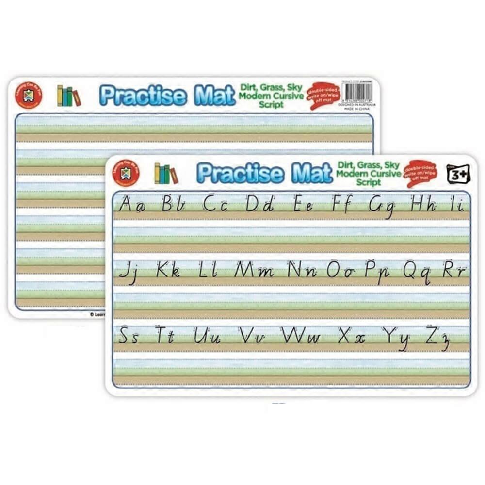 CURSIVE Learning Can Be Fun Dirt Grass Sky Practise Mat Engaging Colorful
