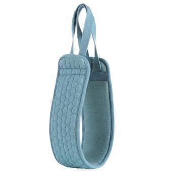 Back Scrubber with Handles DualSided Exfoliating Bath Towel Long Stretch Strap compatible with Shower Cyan