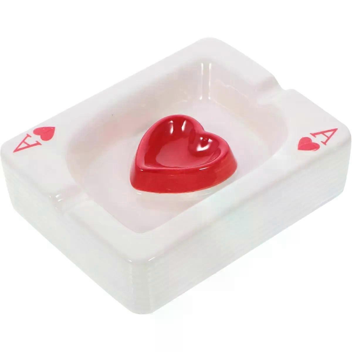 Ceramic Poker Ashtray with Flat Base for Party Office