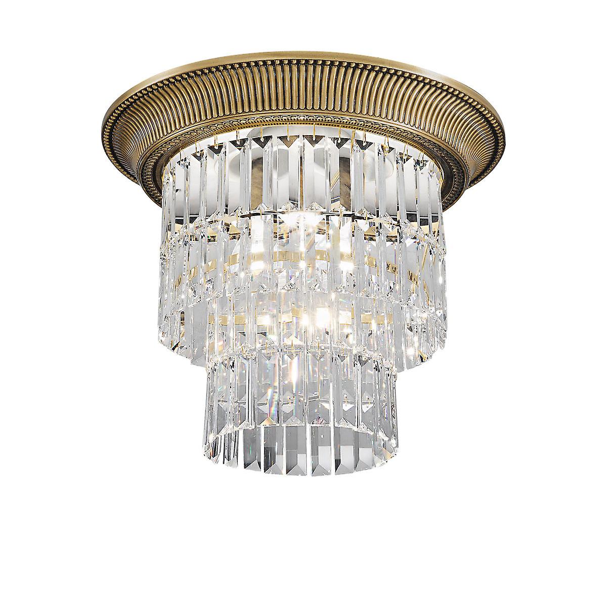Milord Crystal Ceiling Light 4 Light Antique Brass