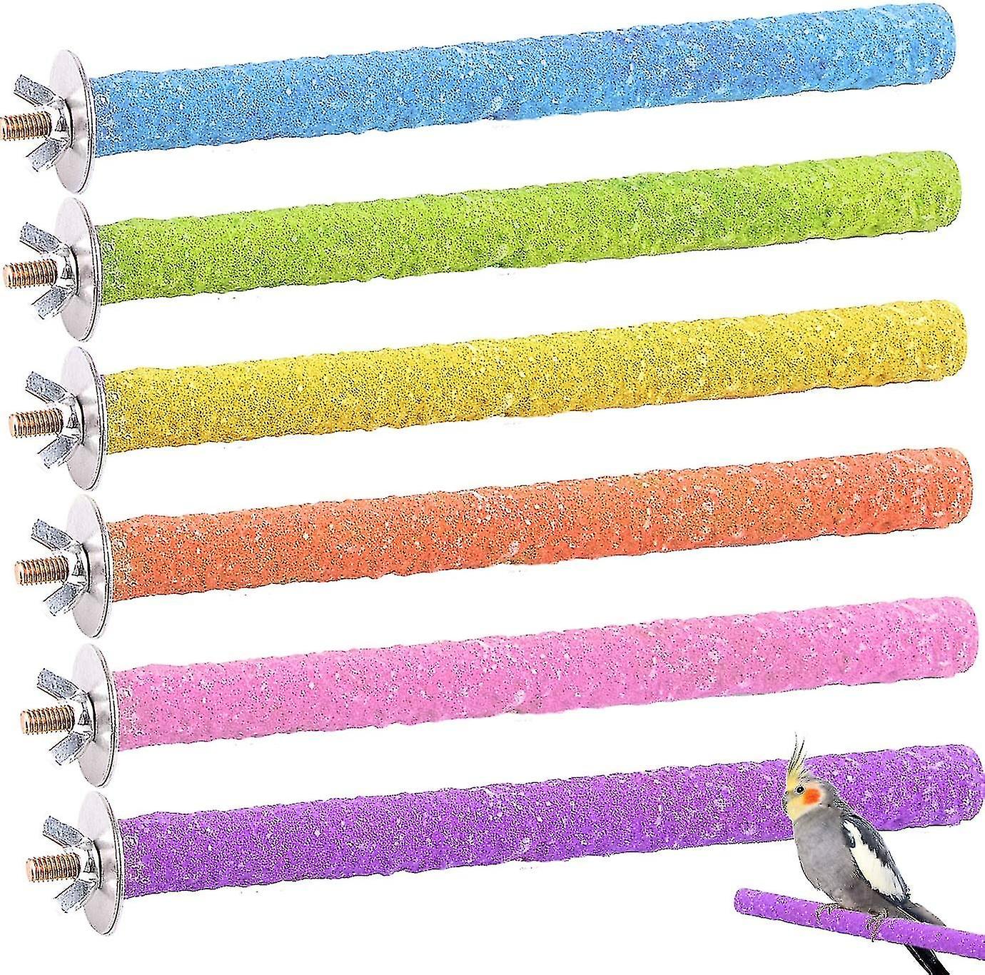 6 قطع الببغاء العلياء طبيعة الخشب الطيور الوقوف العصي مخلب طحن عصا الببغاء