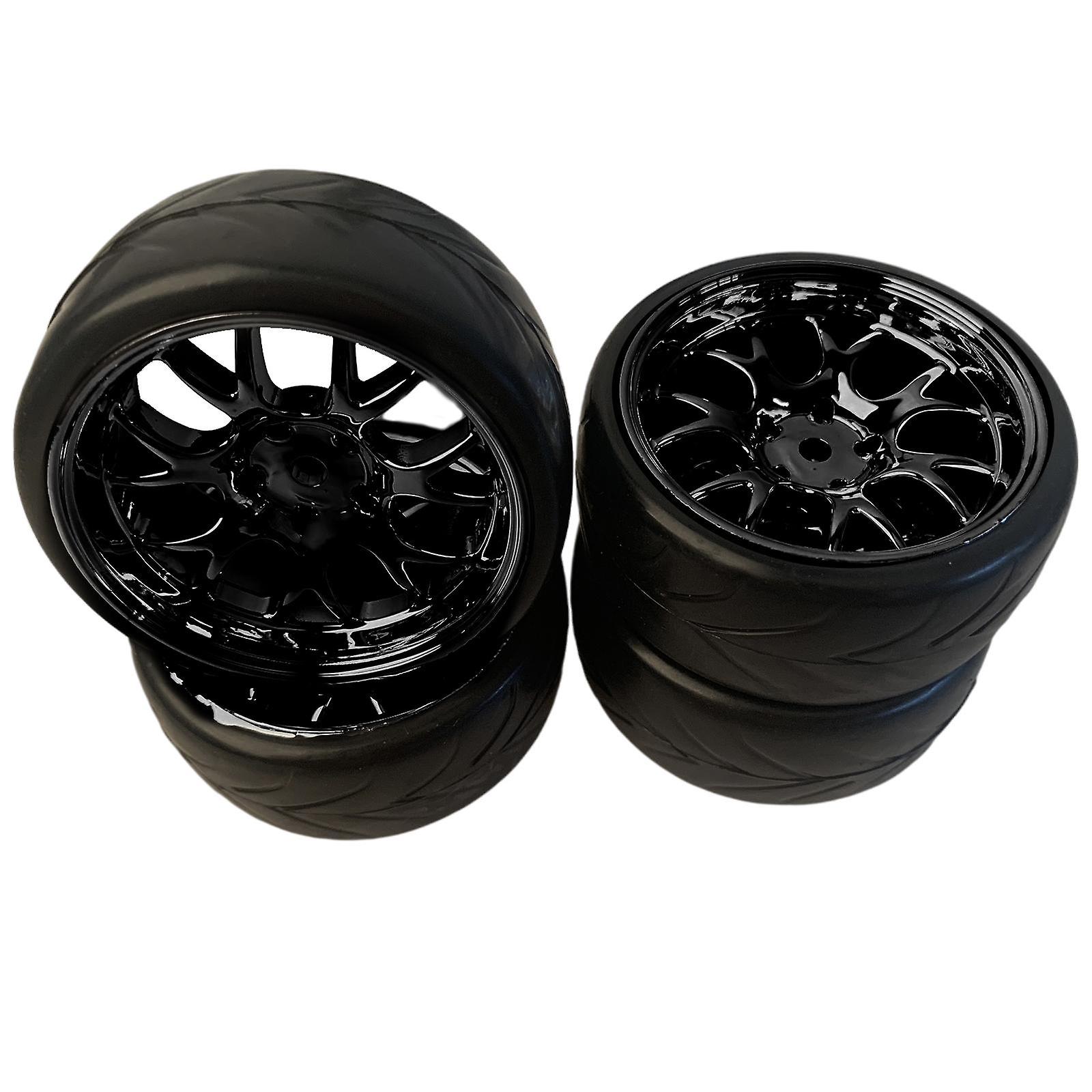 Τροχοί και ελαστικά για Tamiya TT01 TT02 HSP Ερπυστριοφόρα Οχήματα Μαύρα