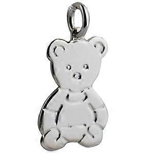 Silver 21x19mm flat Teddy Bear Pendant