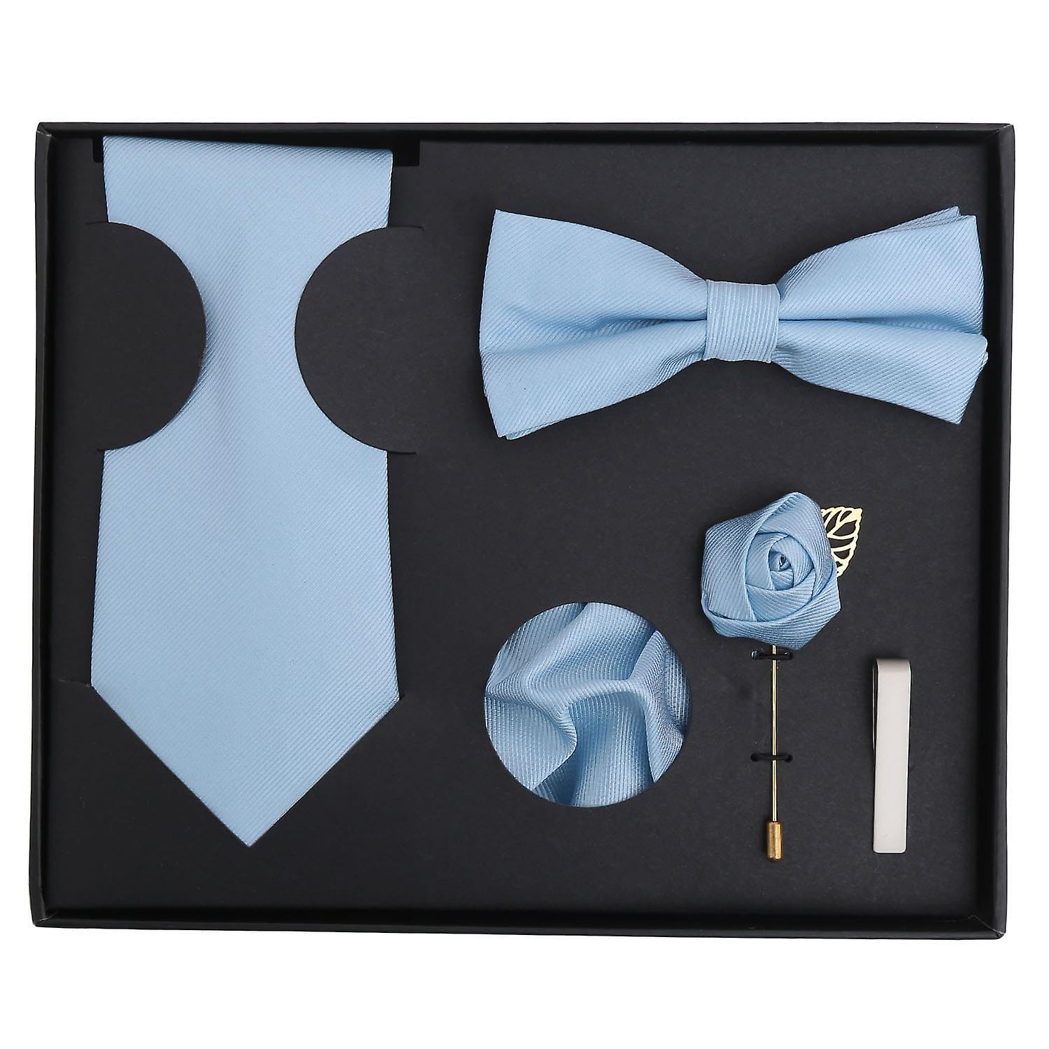 Ice Blue Plain Twill Tie 5pc Gift Box Set