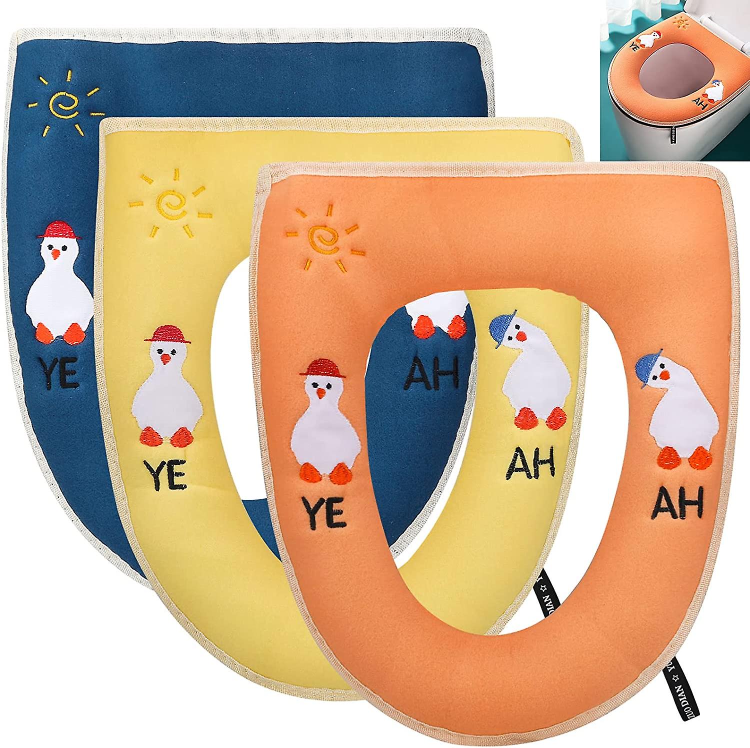 Toilet Seat Covers Washable Plush, 3Pcs Toilet Seat Cushion Universal Zipper, Toilet Seat Cover Pads Toilet Seat Cover Toilet Seat Cover, Waterproof A