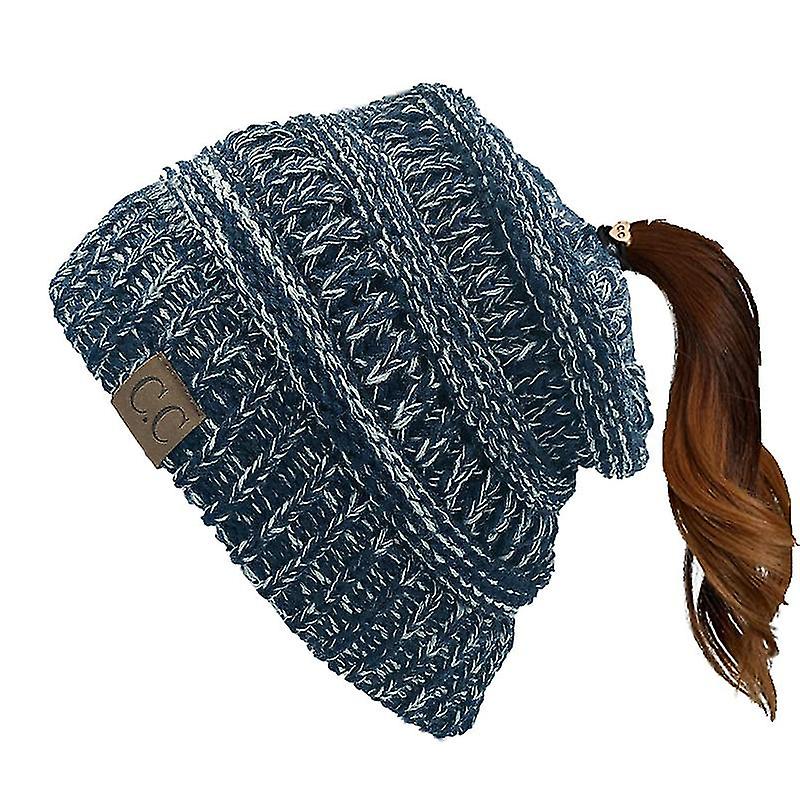 Femei pălării de iarnă Knit Craniu Beanie în aer liber Runner Messy Bun coada de cal Cap