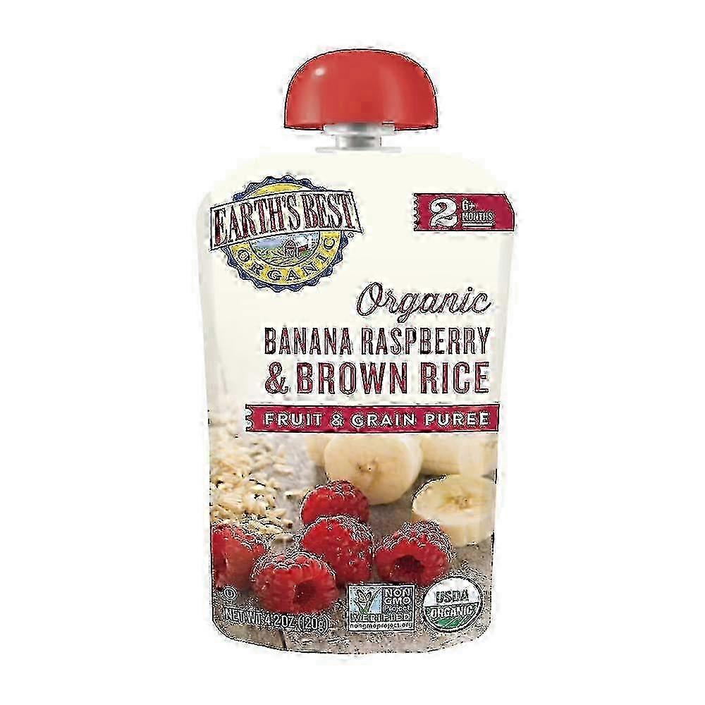 Earth's Best Organic Stage 2 Baby Food, Banana Raspberry & Brown Rice, 4.2 Oz
