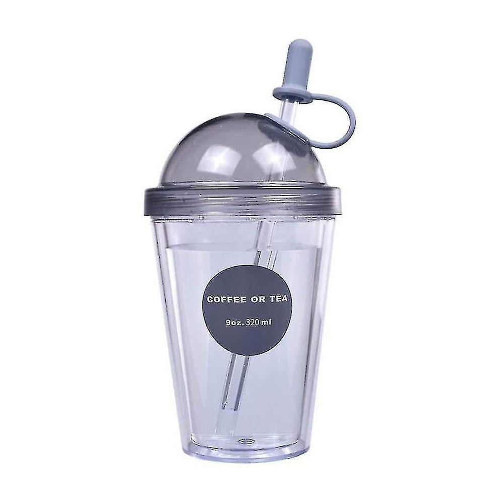 Halmkopp Bubbla Tekopp Dricksflaska med halmlock Halm för juice Kaffe Iskaffe