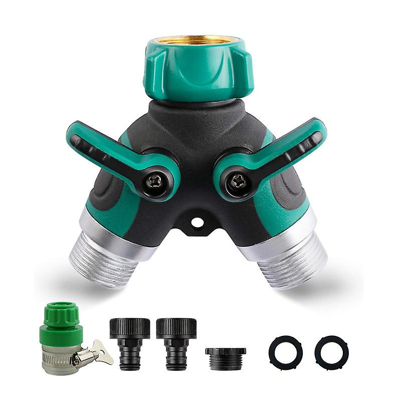 Garden 2 Way Hose Connector Water Taps 2 Way Distributor with Adjustable Lockable Handle (1),95*55*90mm,3/4"