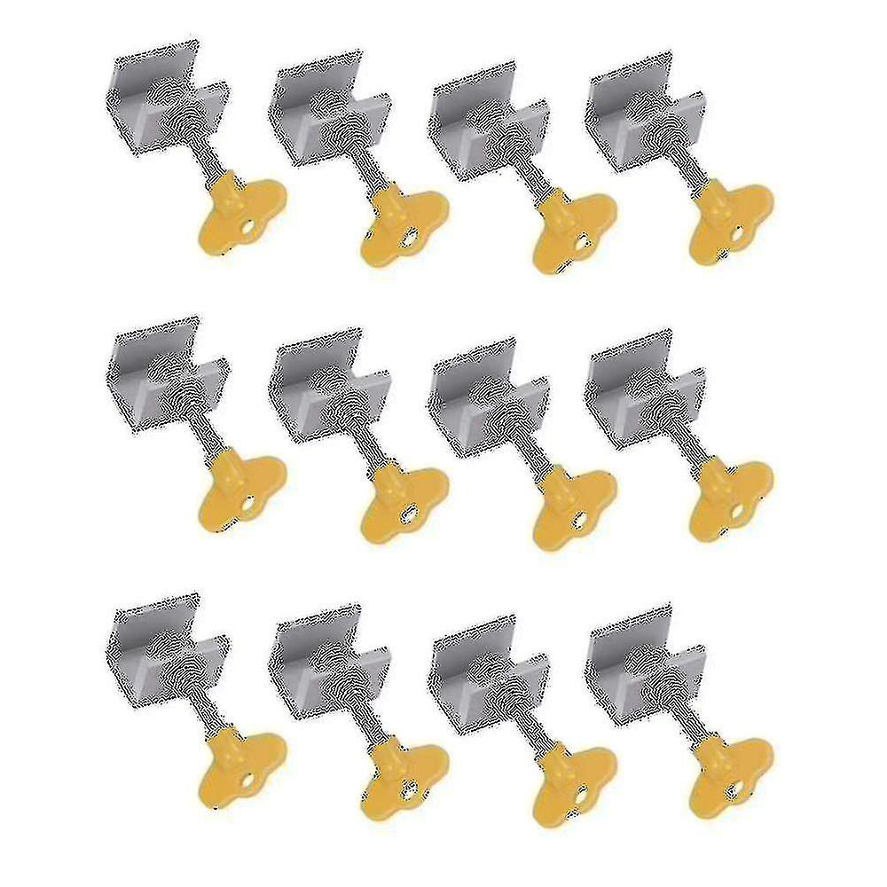 12 Sets Adjustable Sliding Window Locks Stop Aluminum + Plastic Door Frame Security Lock With Keys