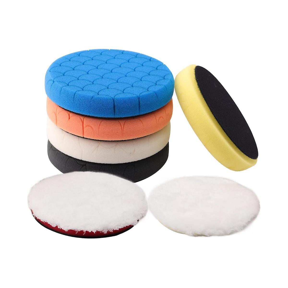 Buffing Polishing Pads, 7Pc 6.5 Inch Face for 6Inch 150mm Backing Plate Buffing Sponge Pads Cutting