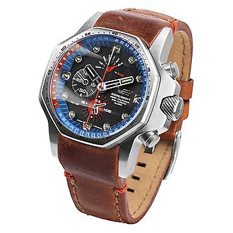 Atomic Age Montre Analogique Quartz Homme avec Bracelet Peau de Vachette YM86-640A696