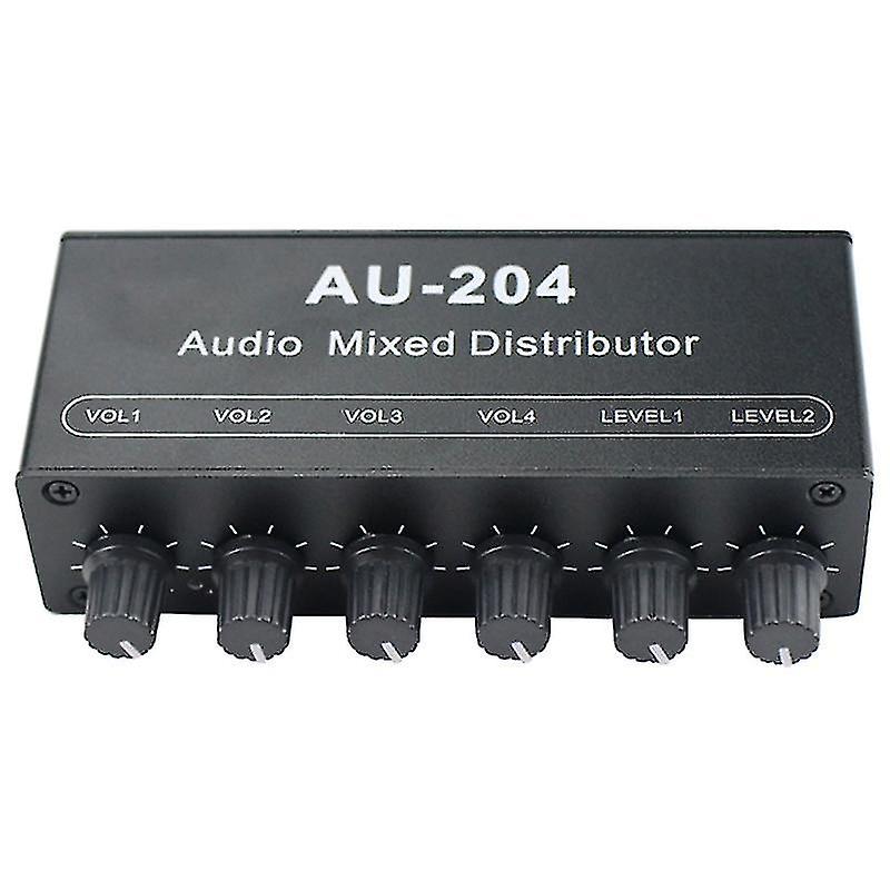 Stereo Mixer Audio (2 Input 4 Output) Four Headphones Or External Power Amplifiers Volume Control