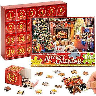 Advent Calendar 2023 Christmas Jigsaw Puzzle 1008 Pieces 24 Days Of Christmas Countdown Calendar Xmas Fireplace Puzzle