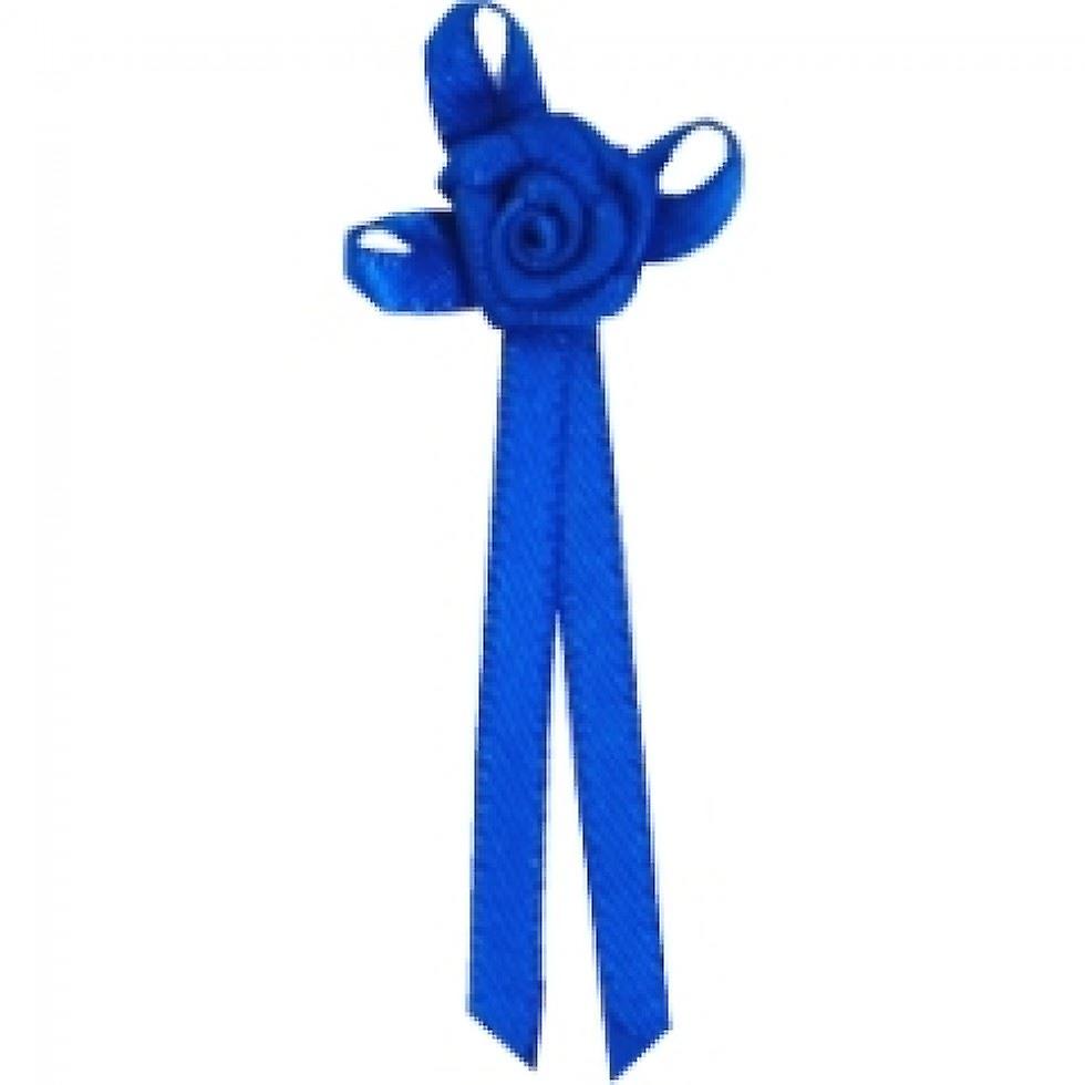 3mm Berisfords Long Ribbon Rose Centred Bows 352 Electric Blue - per pack of 6