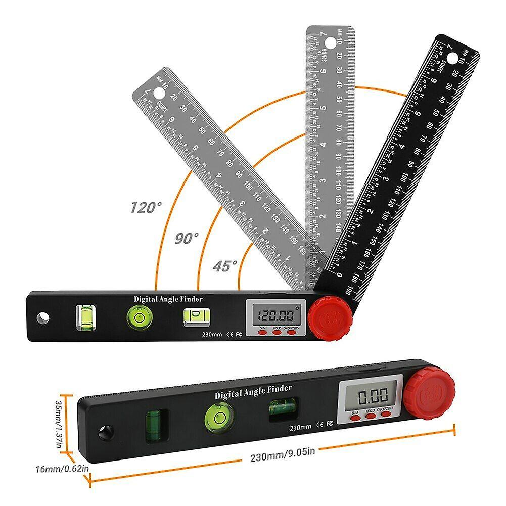 Digital Angle Finder Protractor 7 Inch Steel Measuring Ruler with LCD Display