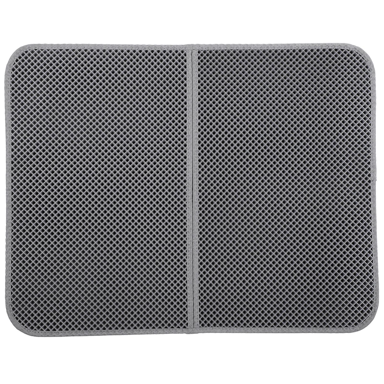 EVA Double Layer Cat Litter Trapping Mat AntiSlip Soft Litter Catcher Scatter Control Pad(Gray L)