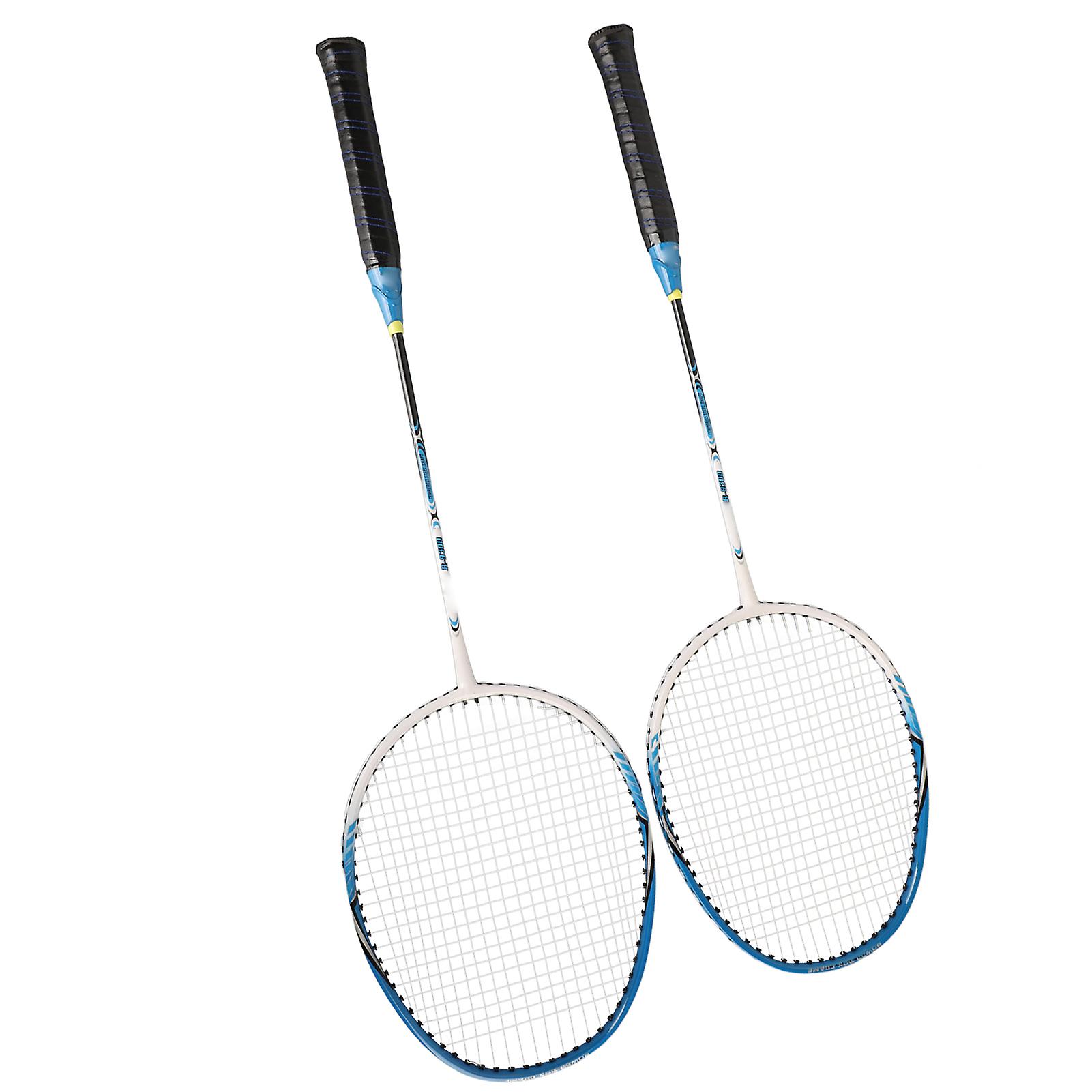 2PCS Professional Badminton Racket with Comfortable Handle Practice Badminton Racket for Kids Adults Blue 