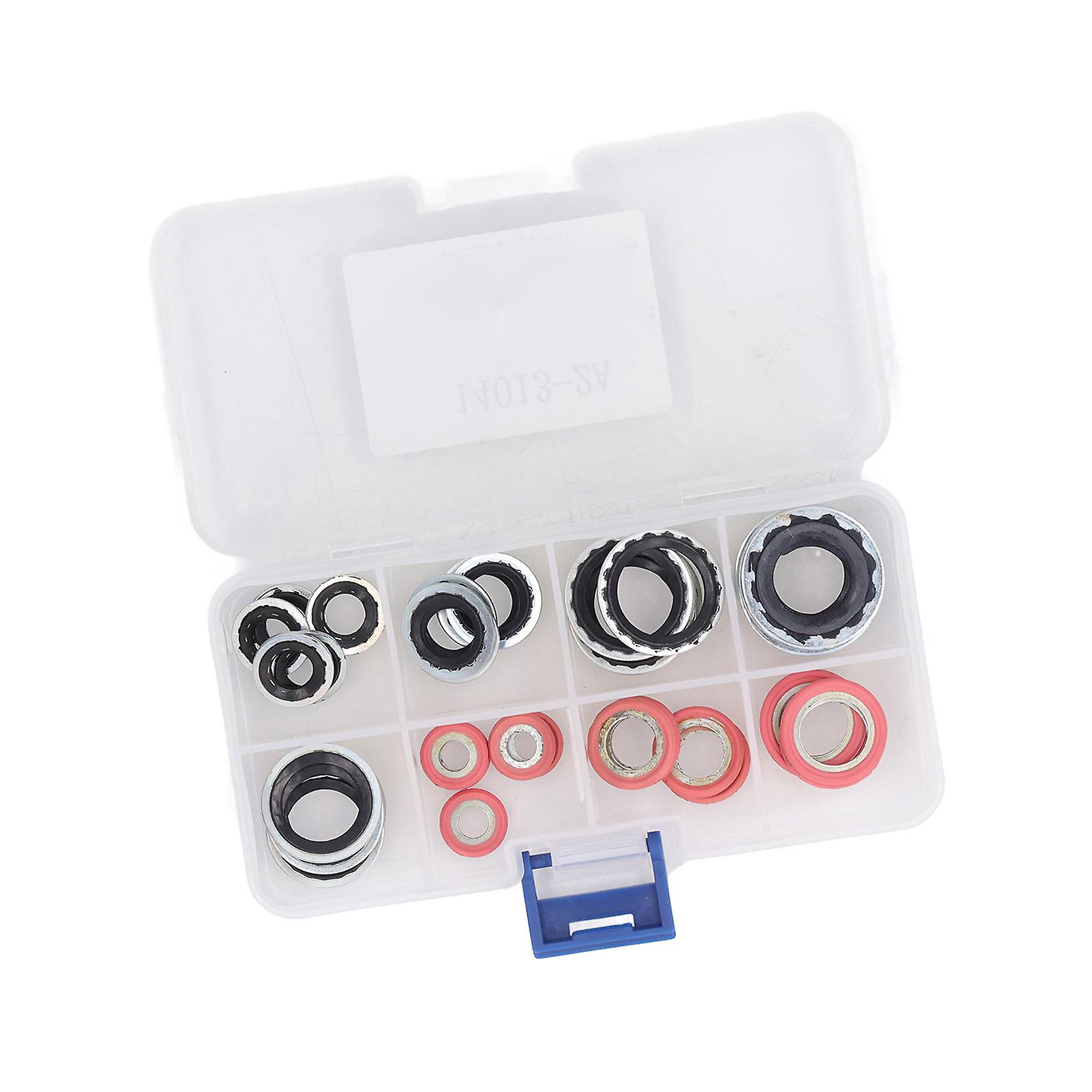 40PCs Air Conditioner System Seal O Ring Air Conditioning Gasket Kit AC Compressor Port Seal Washer Kit