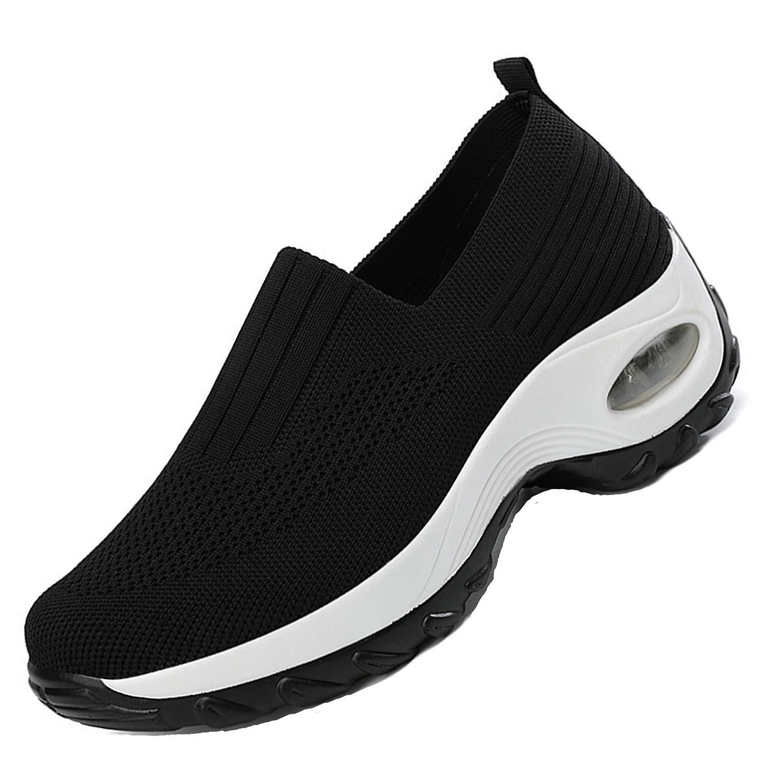 Womens Casual Air Cushion Platform Running Sneakers Comfortable Slip On Mesh Breathable Lightweight