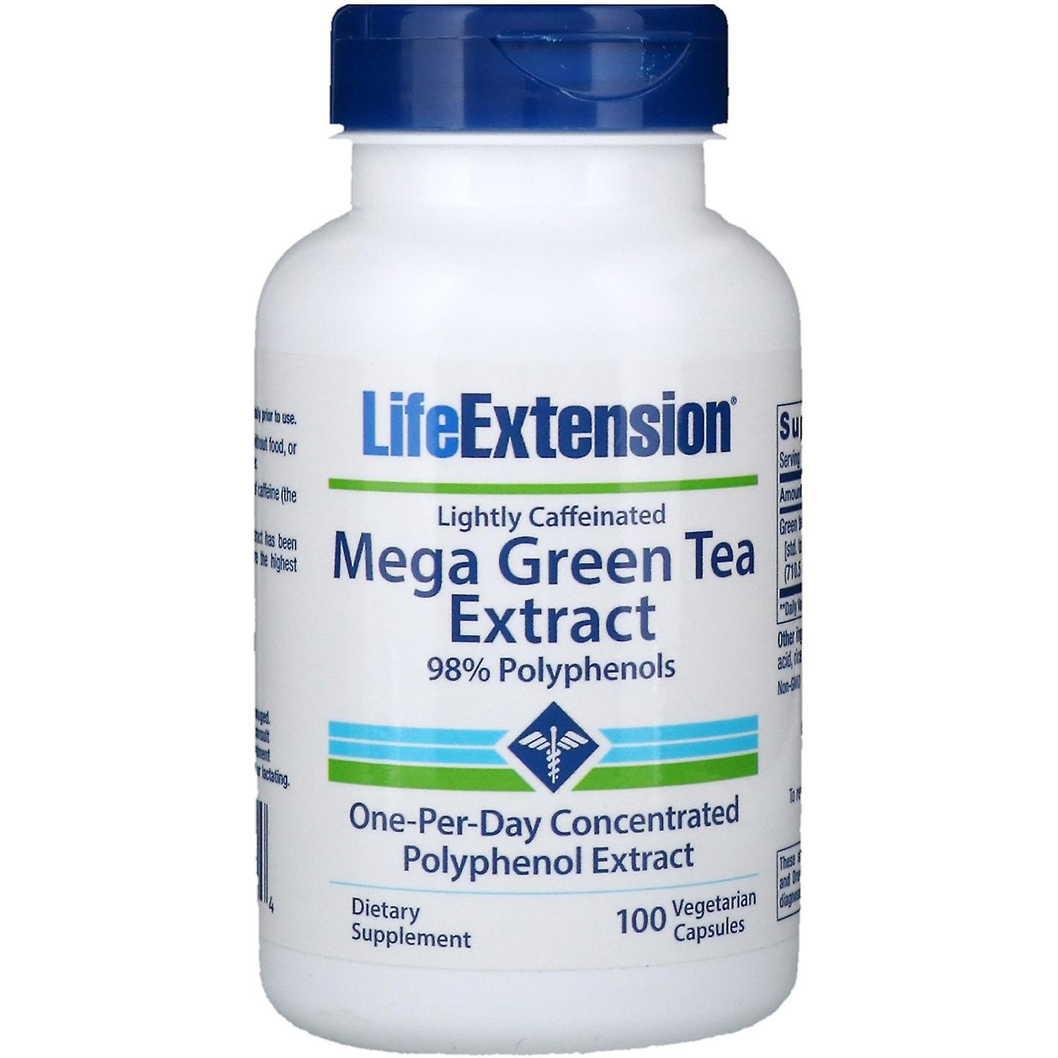 Life Extension, Mega Green Tea Extract, Lightly Caffeinated, 100 Vegetarian Caps