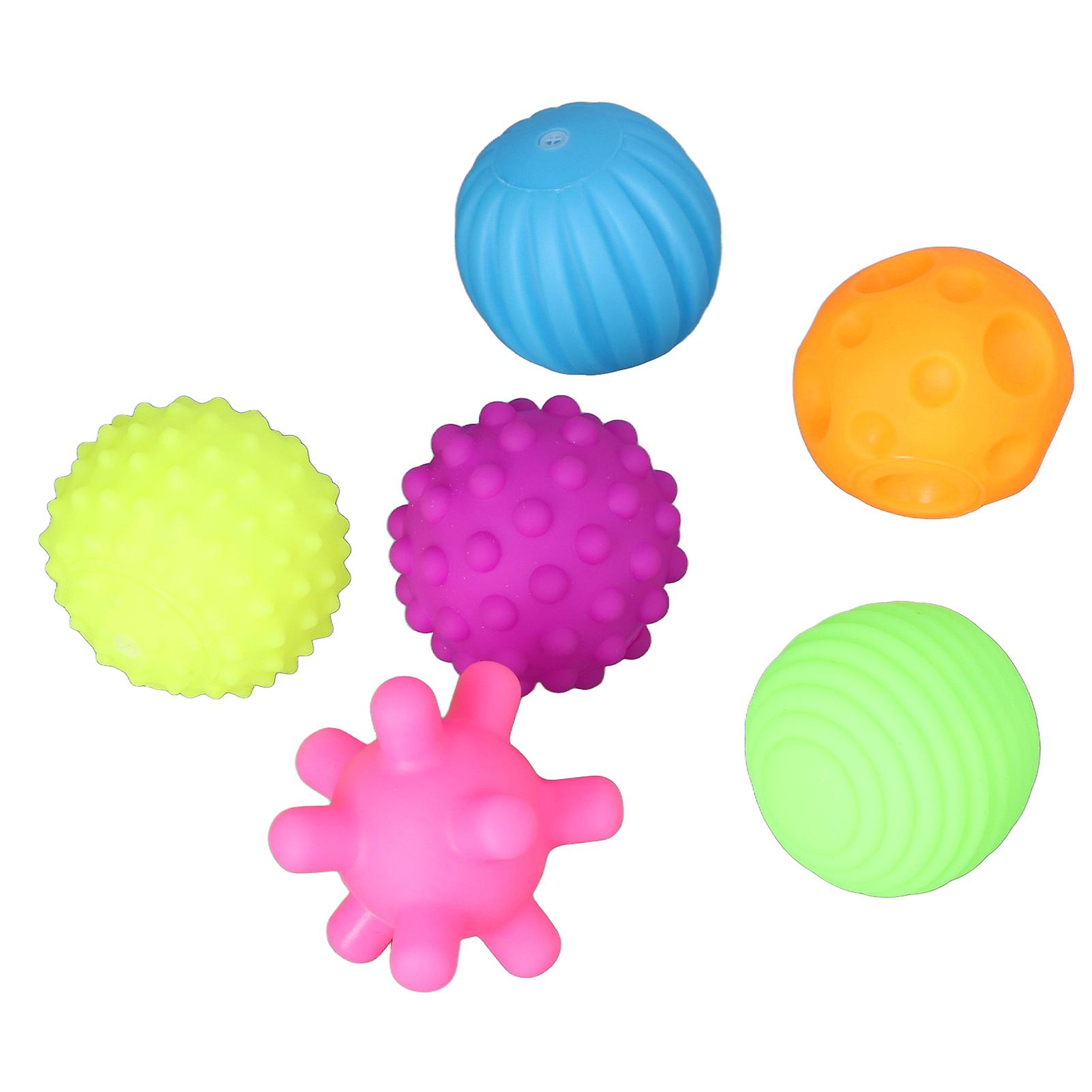 6pcs Baby Textured Ball Set Infant Funny Soft Elastic Multicolor Squeezing Sensory Ball Toy for Home Multicolor