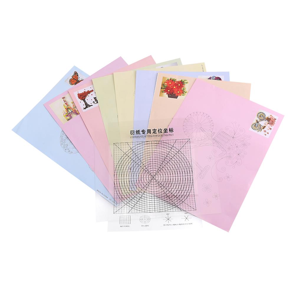 16 Pattern DIY Release Drawing Locating Paper Quilling Tool Set 8Pcs for Craft Decoration and Precision Art Projects