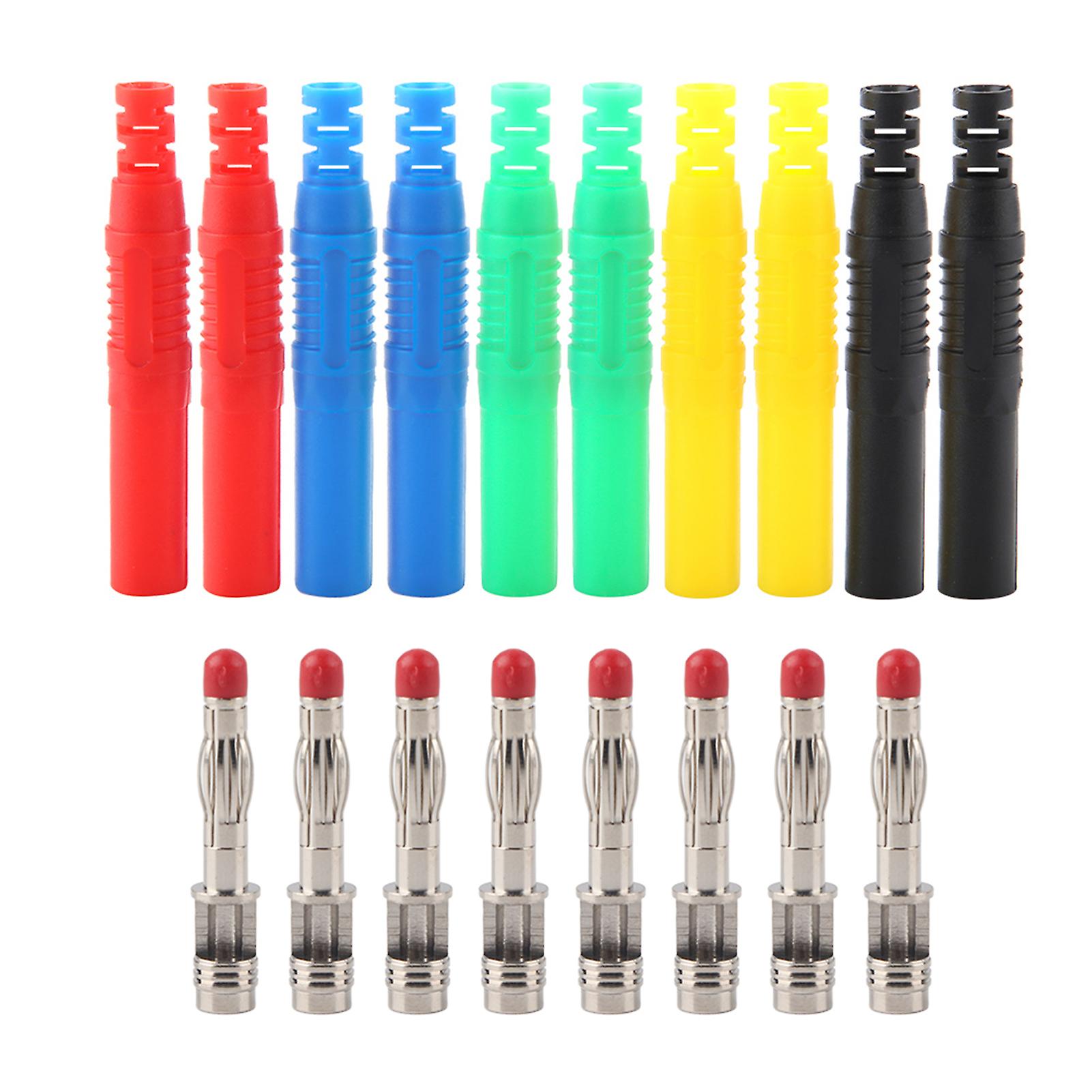 4mm Banana Plug Connector 10pcs, Nickel Plated Copper Solder Assembly for DIY Speaker Wire Audio Terminal