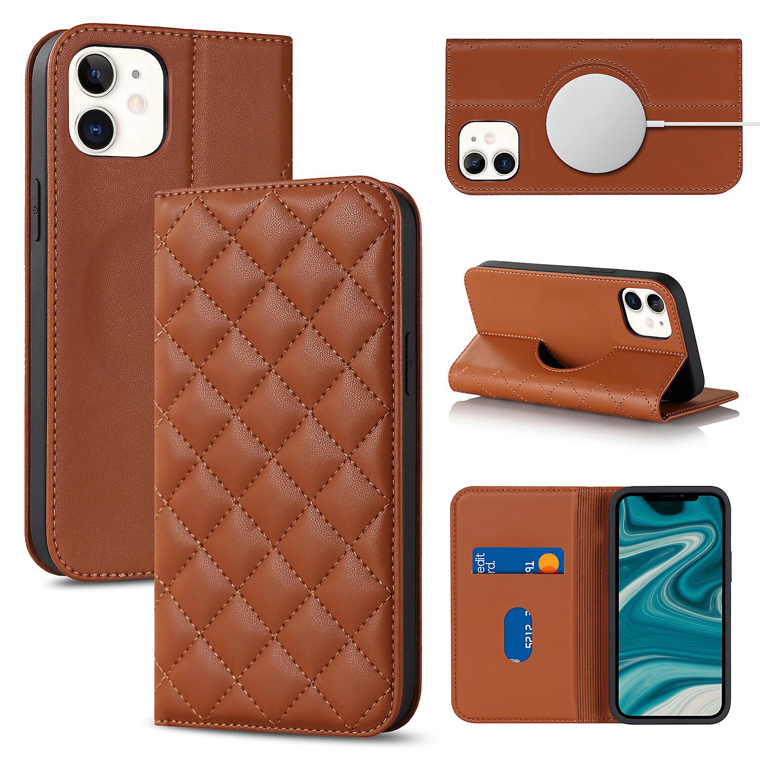 For iPhone 12 Case Leather Wallet Flip Phone Case with Magsafe