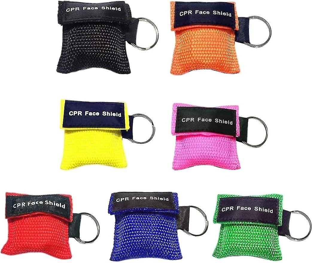 CPR Face Shield Bag Emergency Coverage Keychain First Aid Valve Respiratory Barrier 7pcs Safety Devi