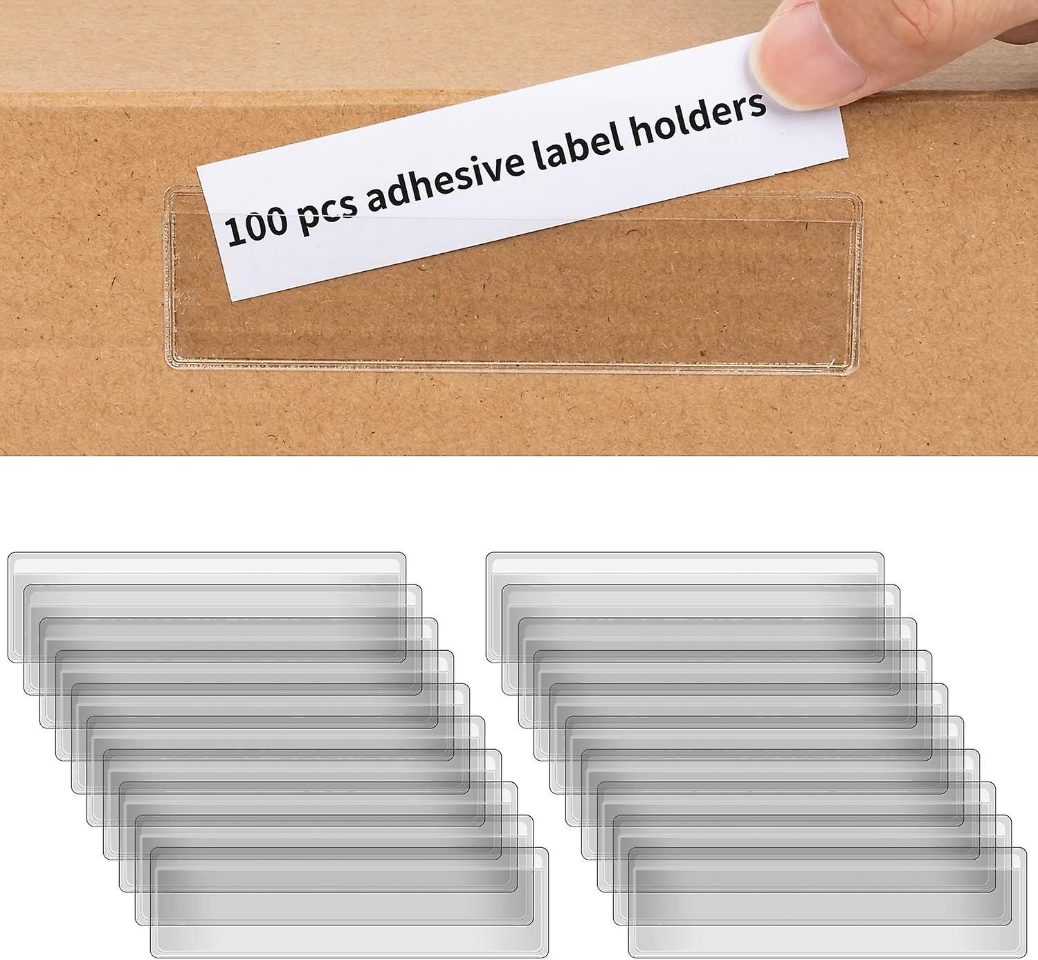 Self Adhesive Label Holders, 100 PCS 4 x 1 inch Clear Plastic Lab