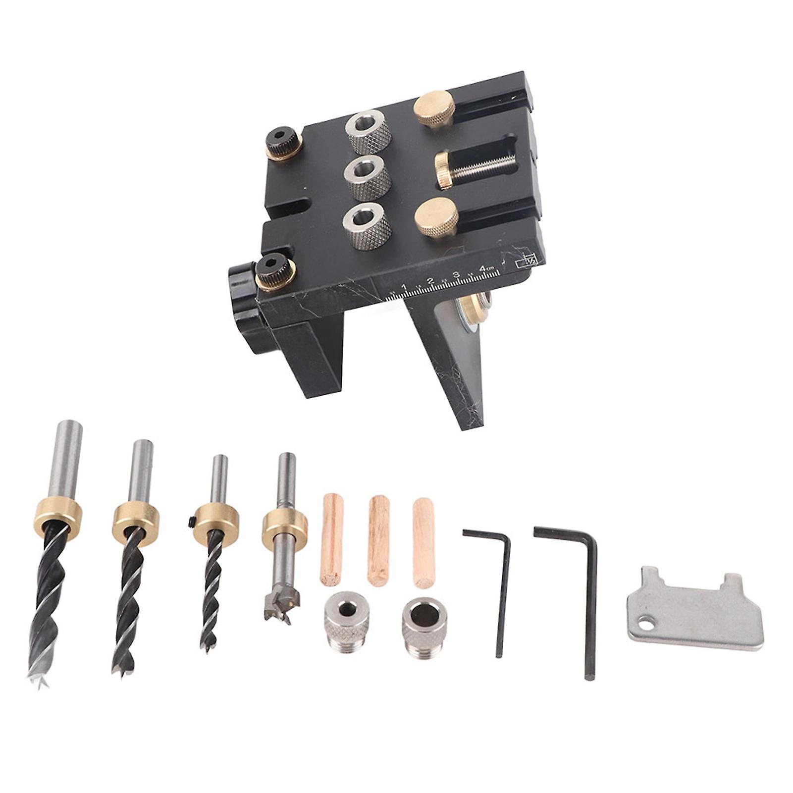 3 in 1 Woodworking Drill Guide Kit, Drill Locator, Hole Puncher, Doweling Jig