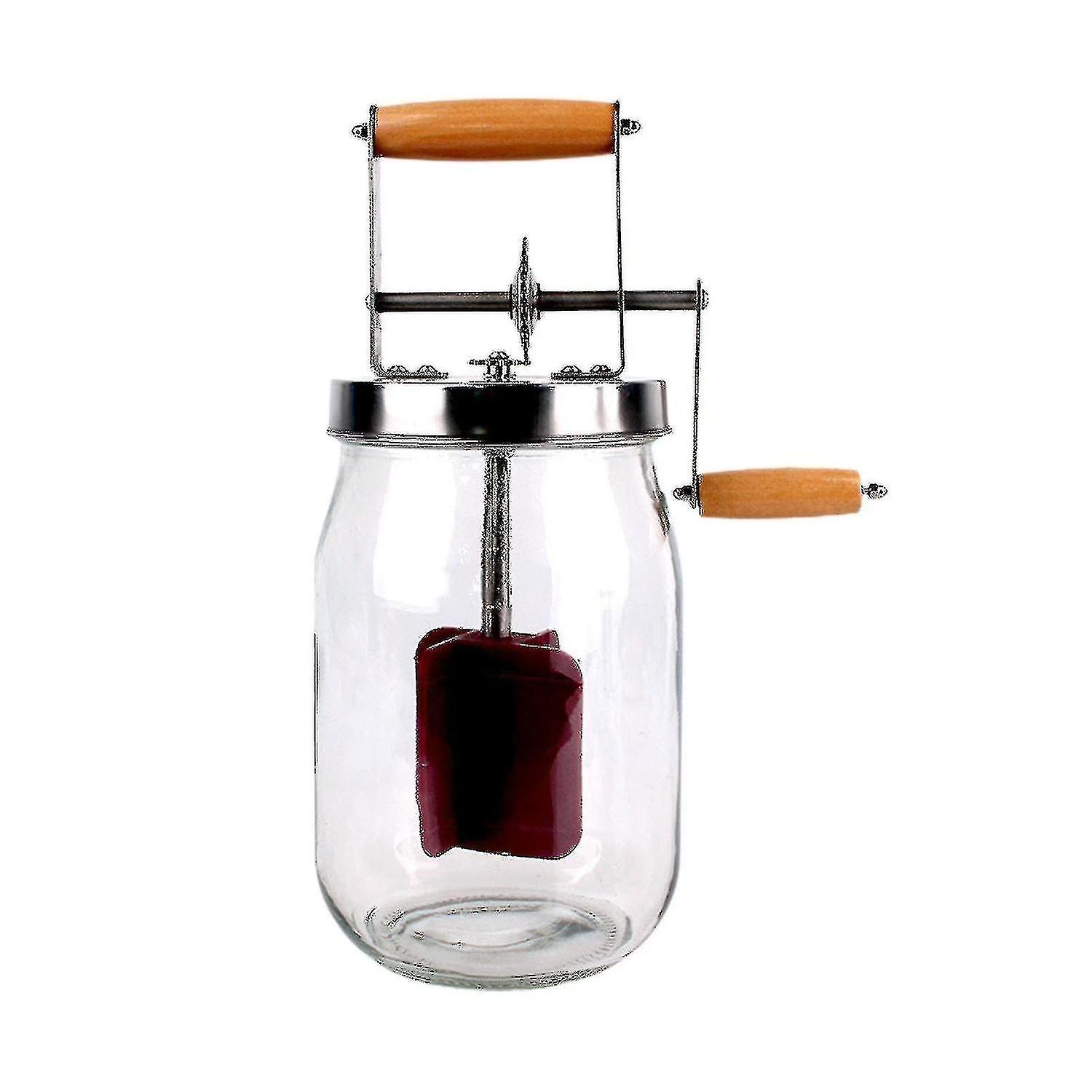 Burro Churner Clear Glass Silicone Home Made Butter Maker con manico in legno Nuovo (1500ml,) Jb51-3