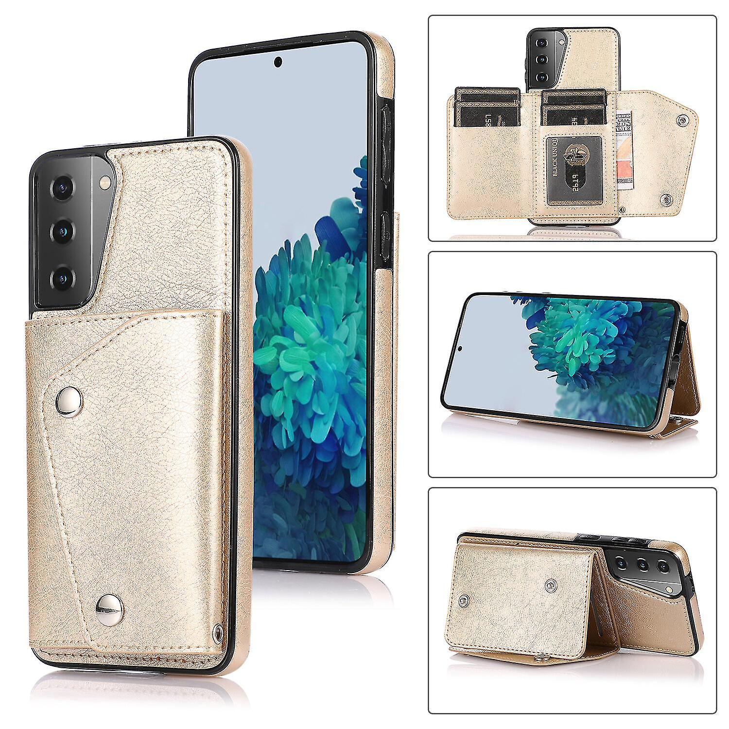 Handmade Pu Leather Case For Samsung S21 With Card Holder, Wallet Function, Kickstand Function, Fall Protection, Durable