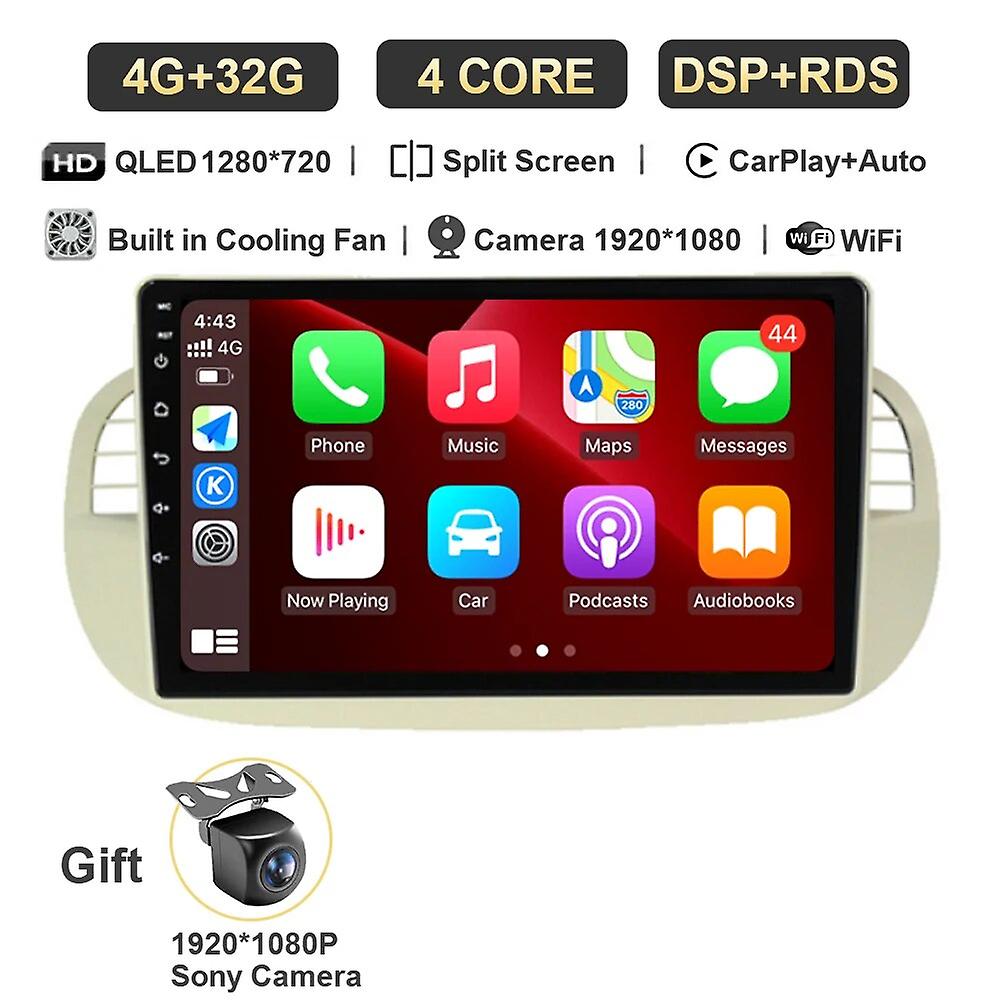 Android 13 System Car Radio For Fiat 500 Abarth 2007-2015 Multimedia Player Stereo Auto Audio Gps Navigation 4g Caplay Head Unit