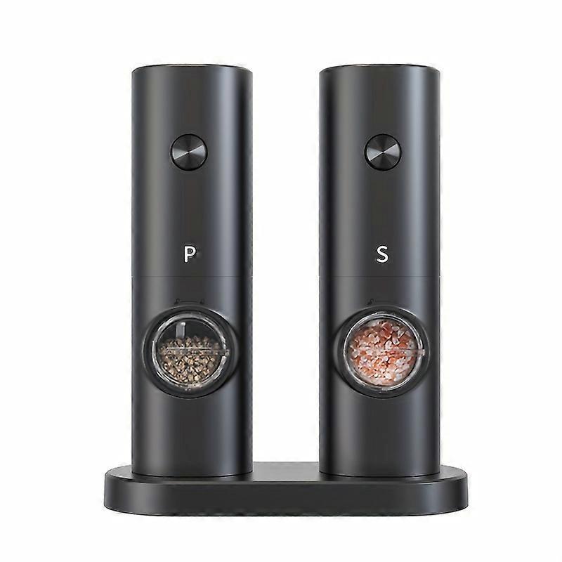 2pcs, Electric Salt And Pepper Grinder Set With Storage Base, Battery Powered, Automatic Grinder With LED Light, Adjustable Coarseness, One-hand One-b