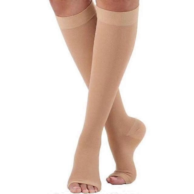 S-XL Elastic Open Toe Knee High Stockings Calf Compression Stockings Varicose Veins Treat Shaping Graduated Pressure Sto