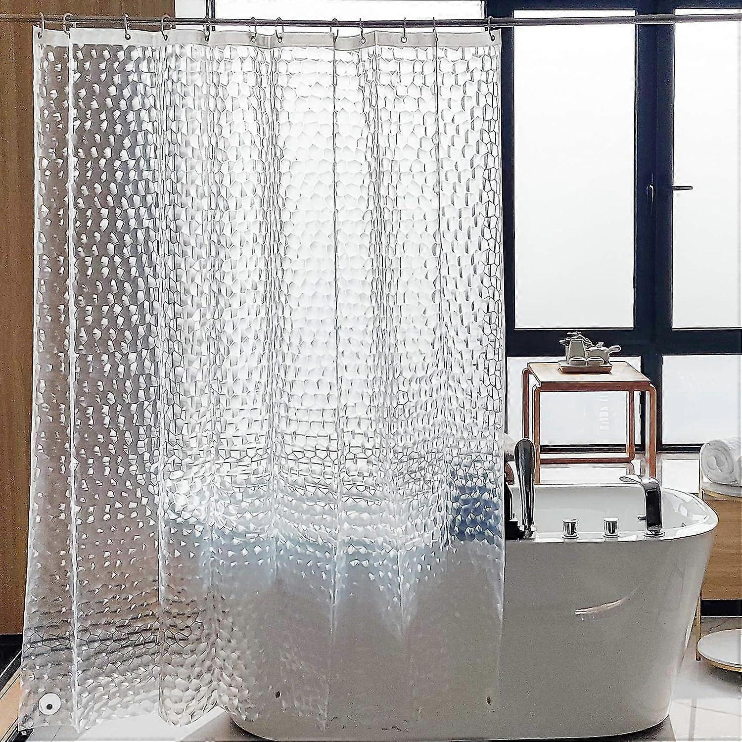 Large 3D Shower Curtain Clear Plastic EVA Diamond Water Cube Thicker