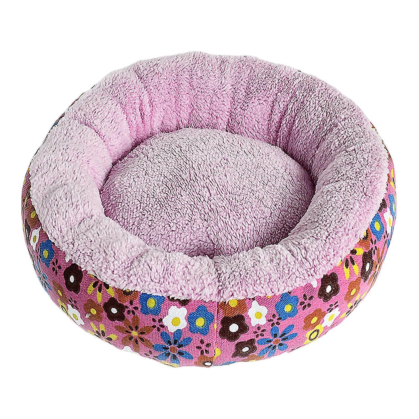 Dog Bed Printed Soft Touch Comfortable Breathable Full Filling Keep Warm Round Pet Puppy Nest Plush Mat Kennel for Room