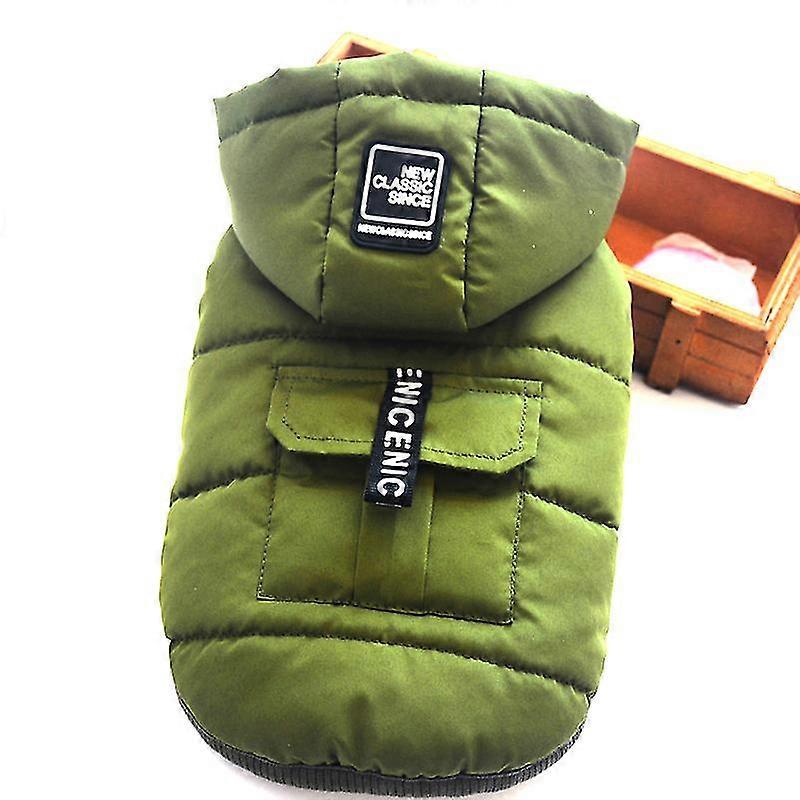 Pet Dog Jacket With Sling Winter Warm Waterproof Jacket Green