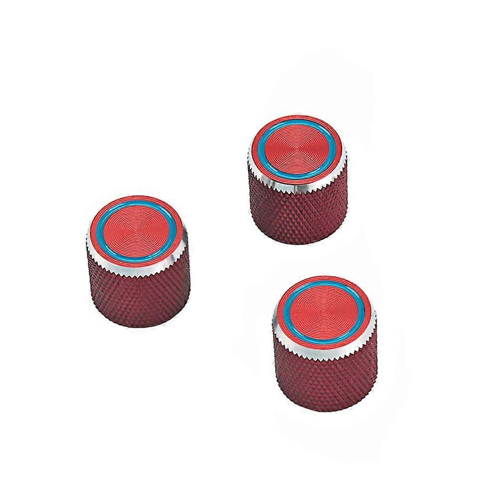 3PCS Electric Guitar Bass Tone Volume Metal Electronic Control Knobs Blue Ring GD136