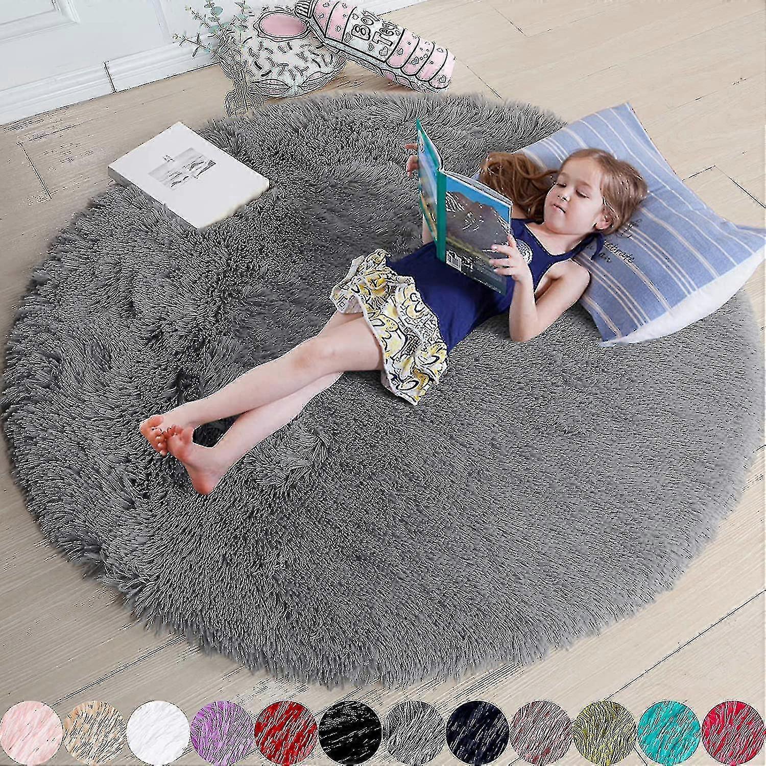 Okrągły dywan kompatybilny z sypialnią, puszyste koło kompatybilne z dziećmi