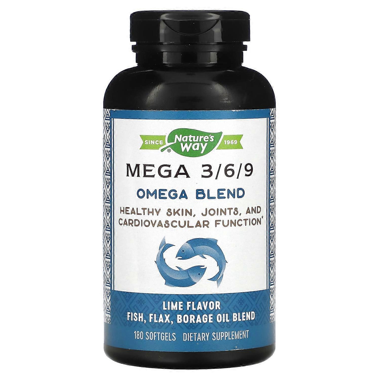 Nature's Way, Mega 3/6/9, Omega Blend, Lime , 180 Softgels