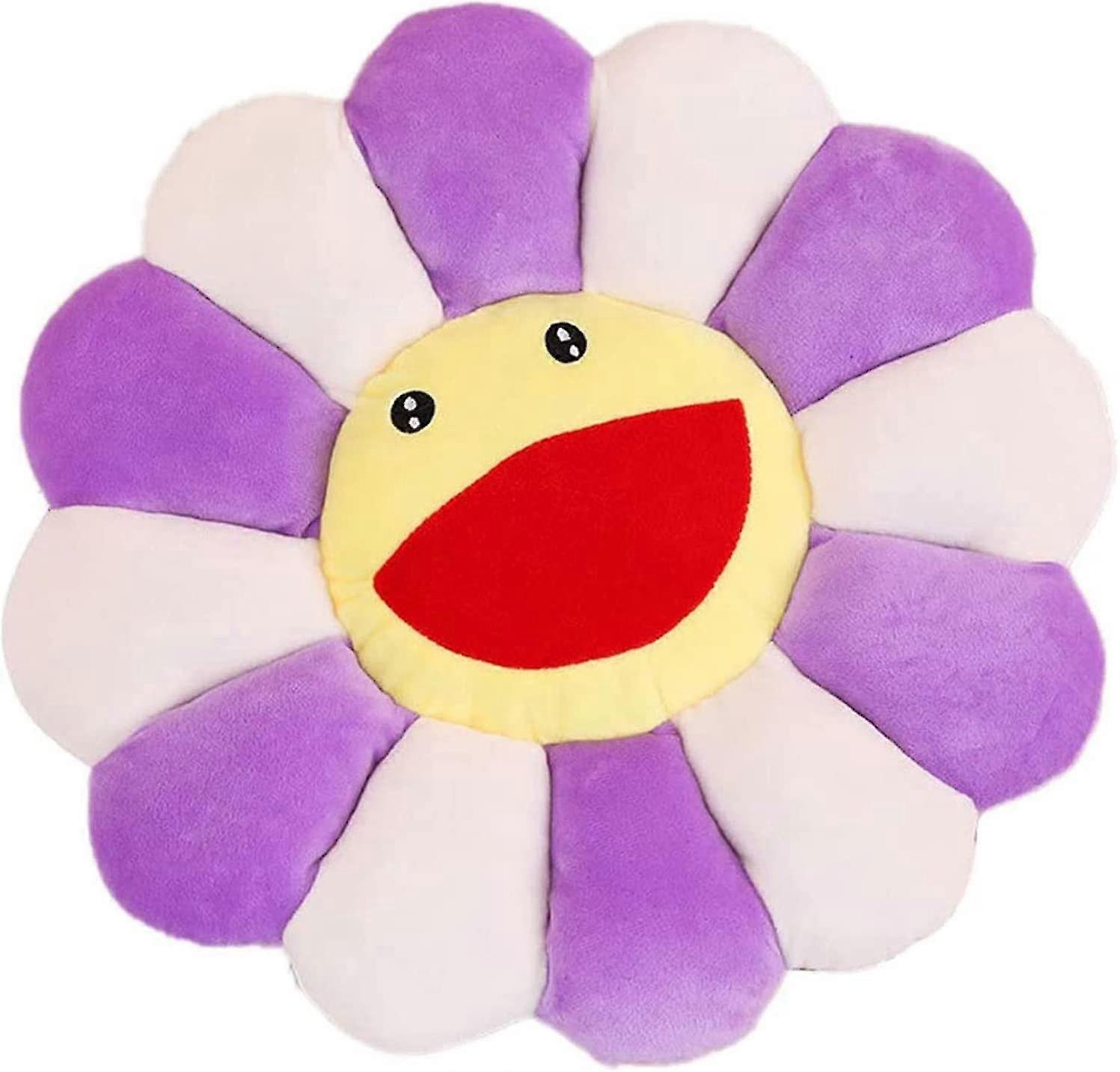 Plush Sunflower Throw Pillow, Smile Face Murakami Flower Floor Pillow, Colorful Sun Flower , Pet Cushion Mat Pillow, Home Bedroom Shop Restau