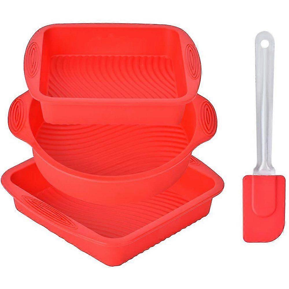 Bread Pan And Loaf Pan,non-stick Silicone Baking Pans Set Including Cake Pan, Bread/toast Pan, Silicone Spatula For Cake, Toast And Bread