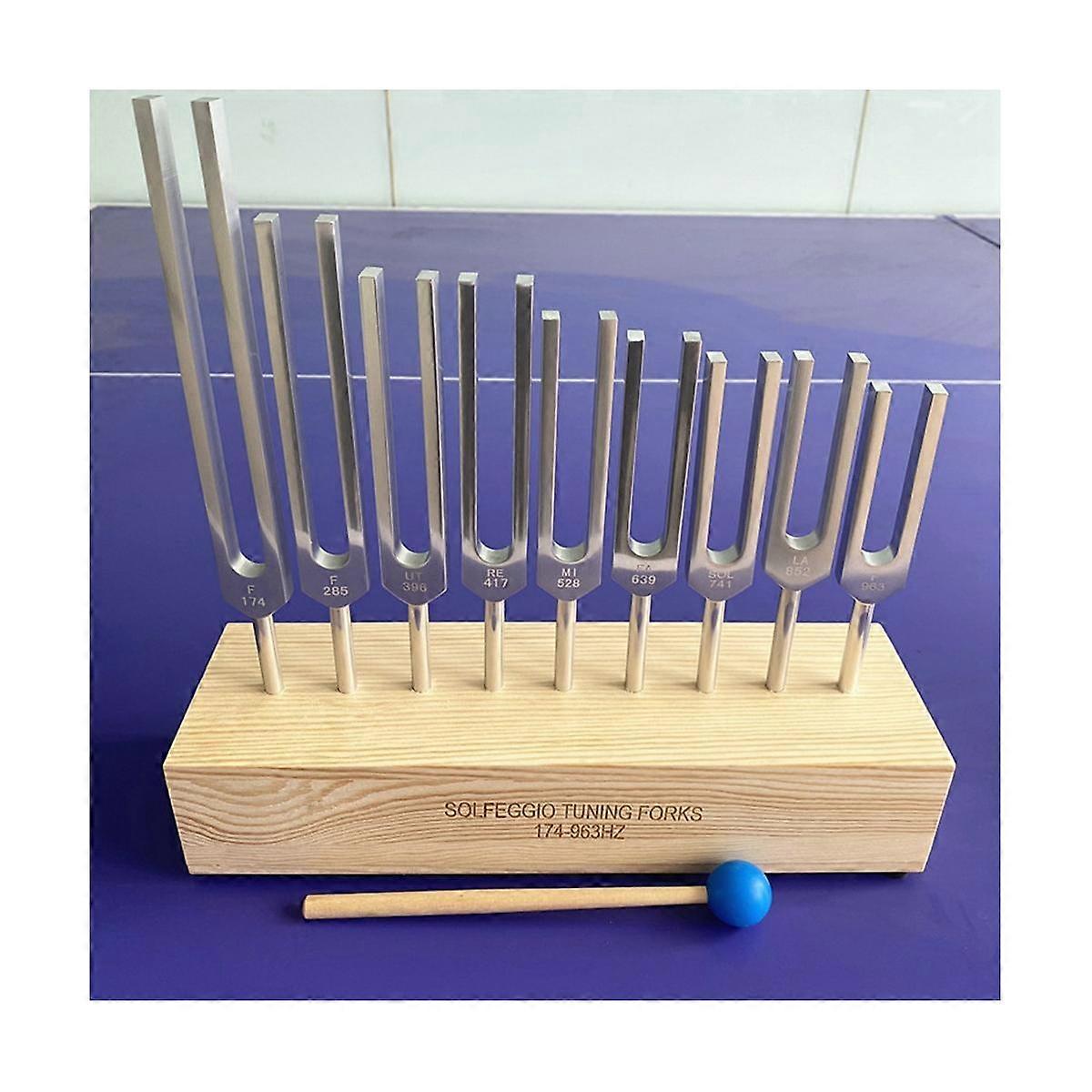 9PCS Tuning Fork Set,Tuning Forks Chakra for Healing Meditation Yoga Relaxation Instrument with Woo